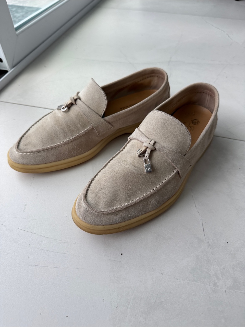 Loro Piana gray Suede Loafers summer walk